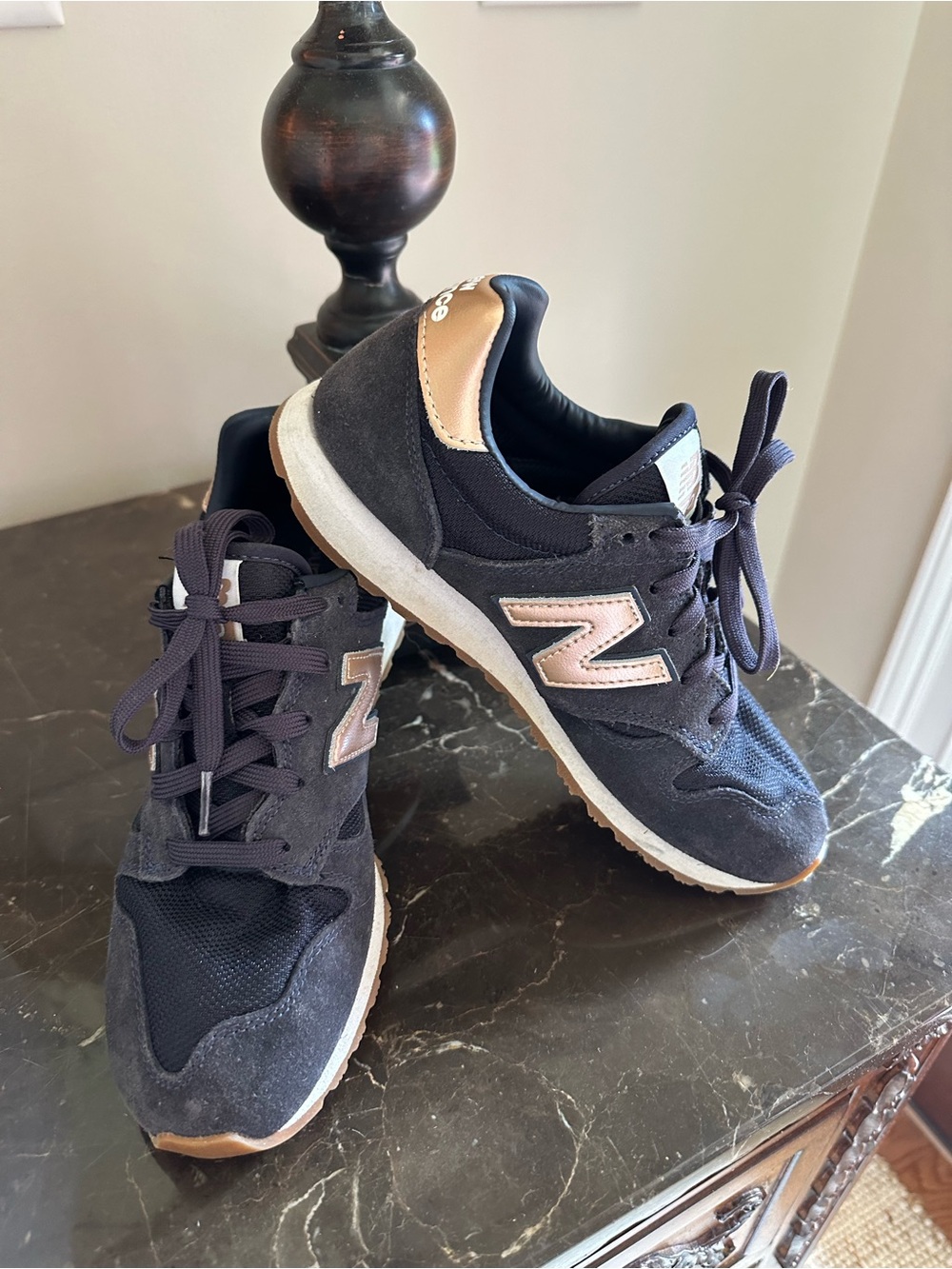 New Balance Navy & Rose Gold Accent Sneakers